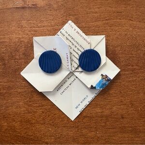 Blue Polymer Clay Shell Round Stud Earrings